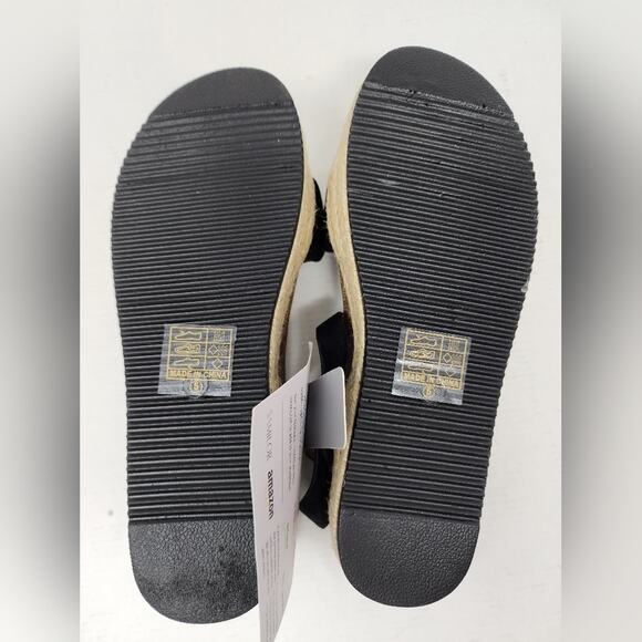 Black Wedge Espadrilles Sandals Platform Buckle Summer Shoes Women's Size 5 NWT - Picture 7 of 11